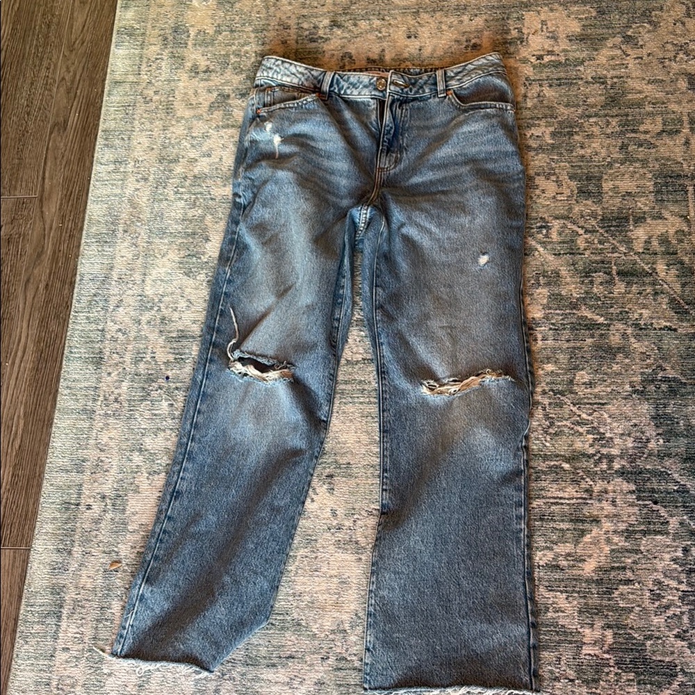 Blue Boyfriend Distressed Jeans